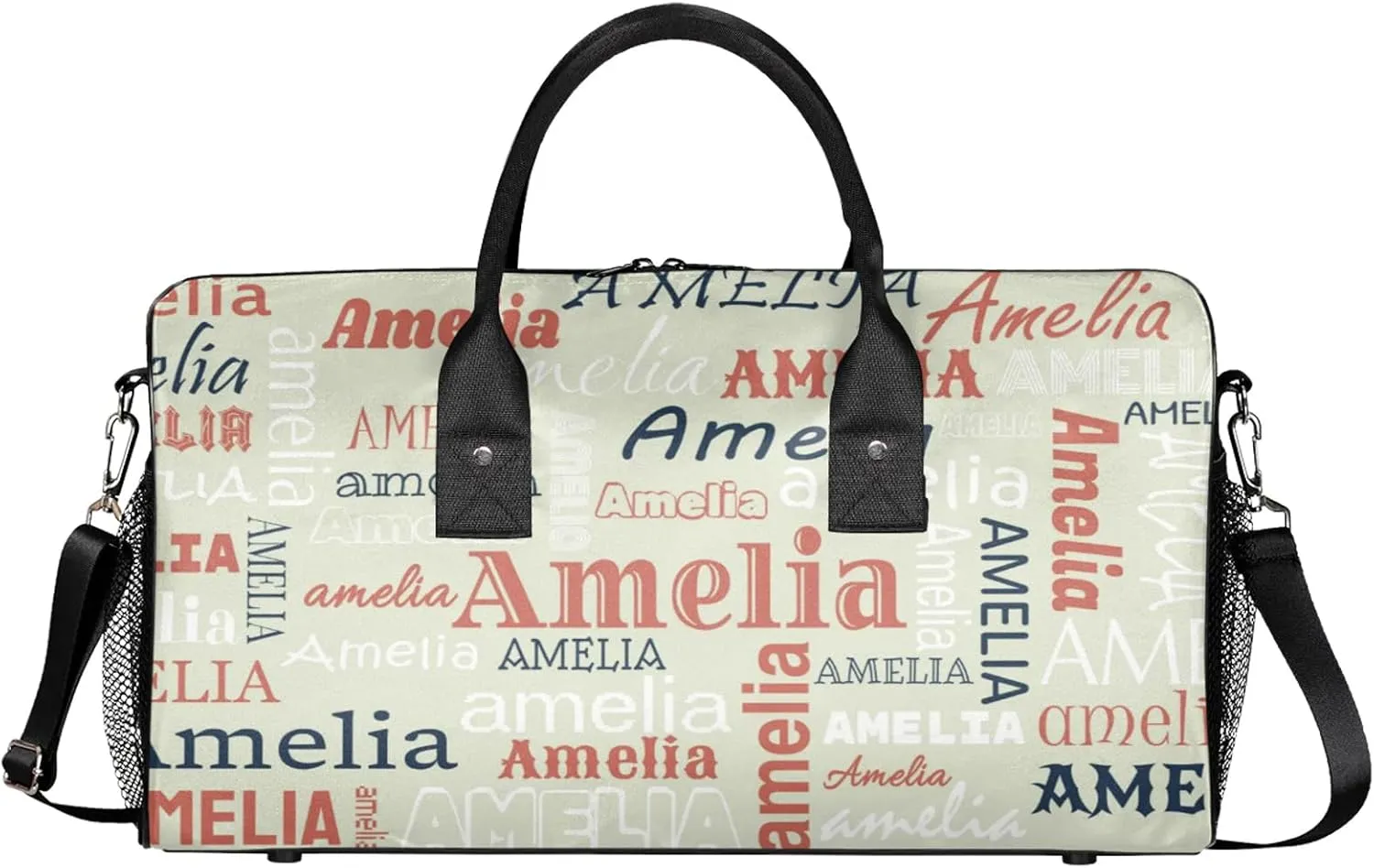Custom Sports Duffel Bag with Name Personalized Gymnastics Bag for Women Men Dance Ballet Bag Travel Duffels Lightweight 17.4in, Beige