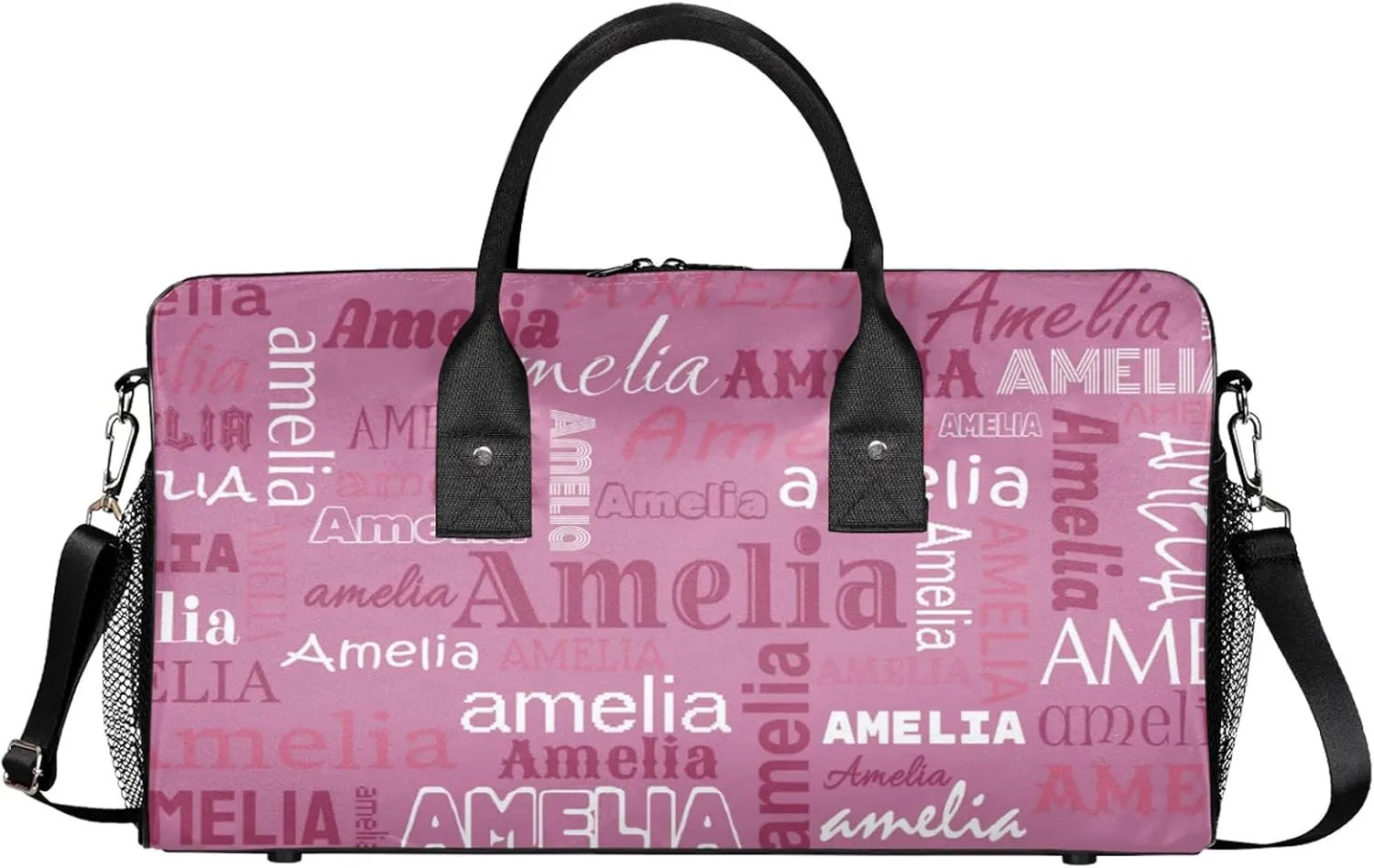 Custom Sports Duffel Bag with Name Personalized Gymnastics Bag for Women Men Dance Ballet Bag Travel Duffels Lightweight 17.4in, Berry