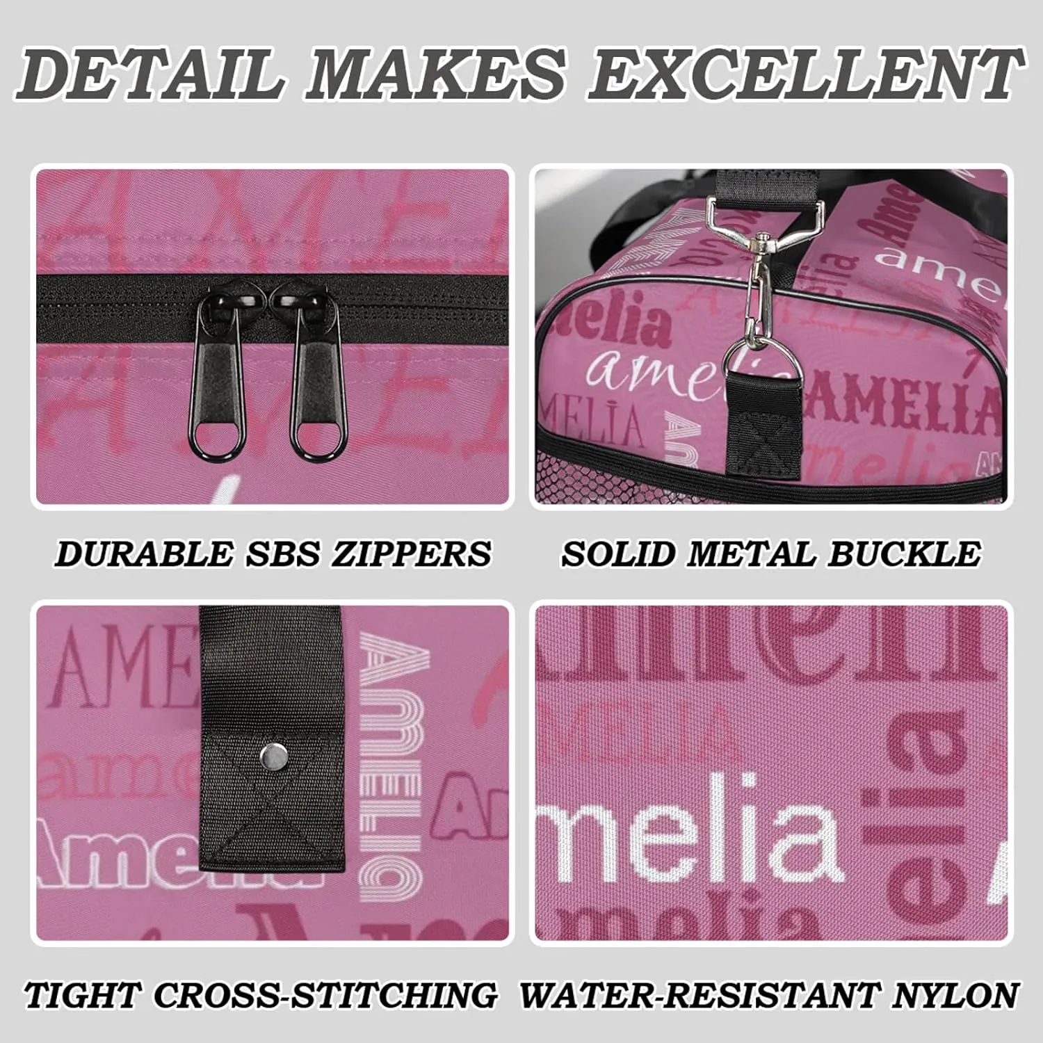 Custom Sports Duffel Bag with Name Personalized Gymnastics Bag for Women Men Dance Ballet Bag Travel Duffels Lightweight 17.4in, Berry