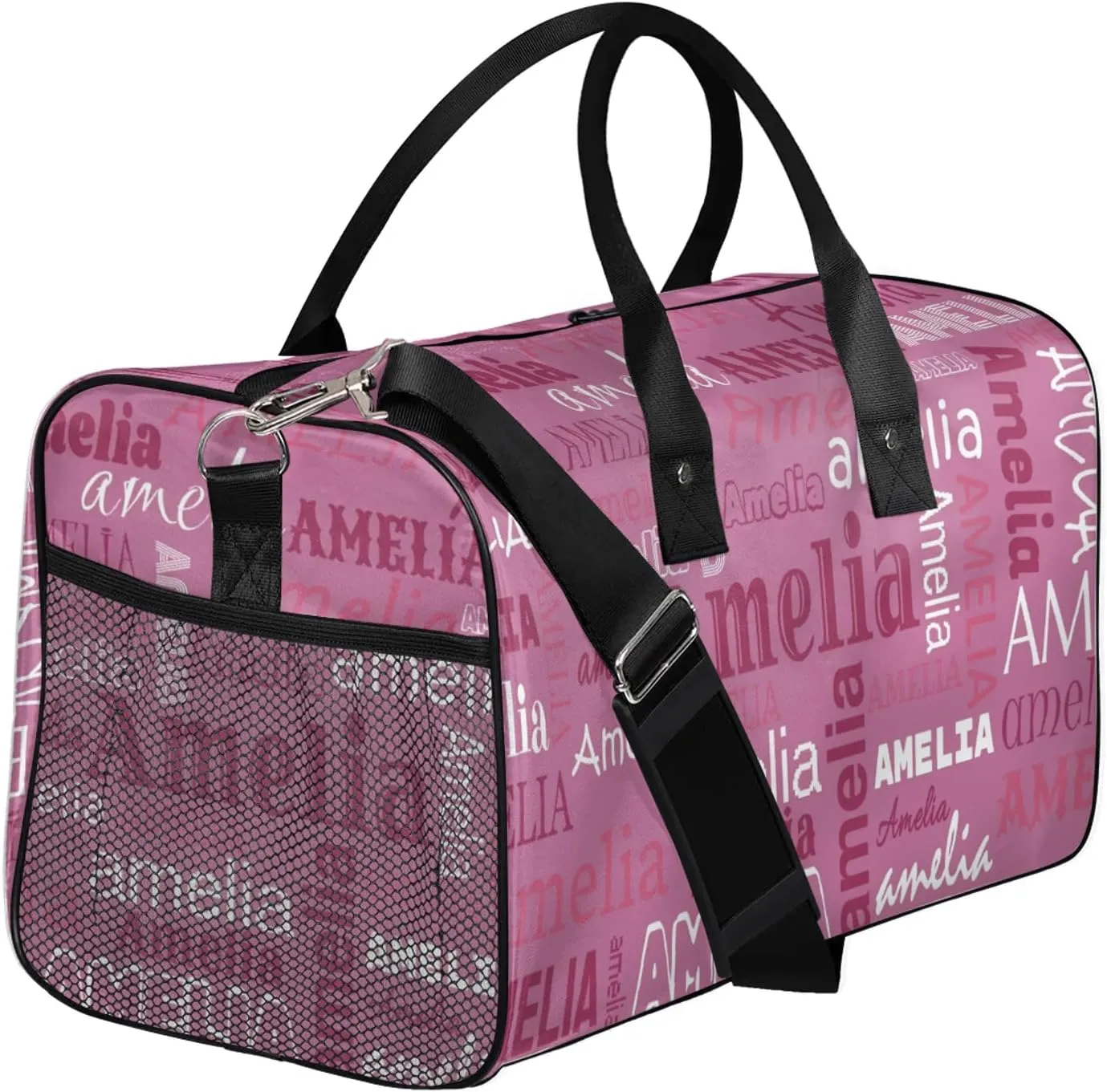 Custom Sports Duffel Bag with Name Personalized Gymnastics Bag for Women Men Dance Ballet Bag Travel Duffels Lightweight 17.4in, Berry