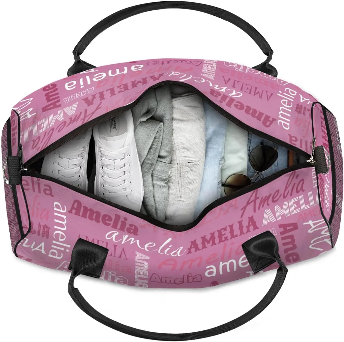 Custom Sports Duffel Bag with Name Personalized Gymnastics Bag for Women Men Dance Ballet Bag Travel Duffels Lightweight 17.4in, Berry