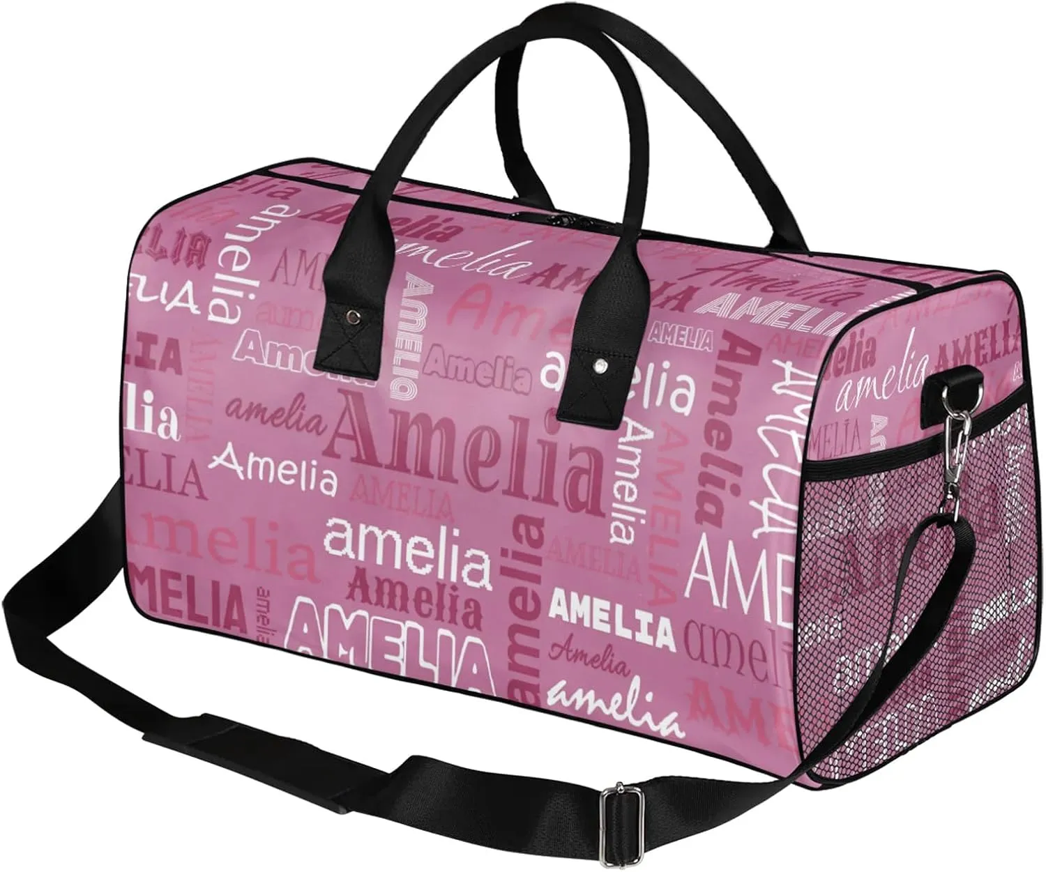 Custom Sports Duffel Bag with Name Personalized Gymnastics Bag for Women Men Dance Ballet Bag Travel Duffels Lightweight 17.4in, Berry