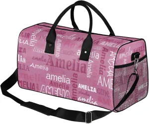 Custom Sports Duffel Bag with Name Personalized Gymnastics Bag for Women Men Dance Ballet Bag Travel Duffels Lightweight 17.4in, Berry