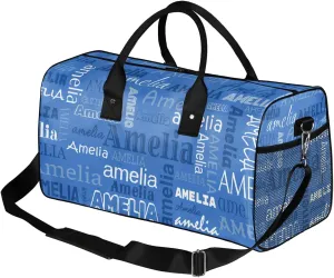 Custom Sports Duffel Bag with Name Personalized Gymnastics Bag for Women Men Dance Ballet Bag Travel Duffels Lightweight 17.4in, Blue