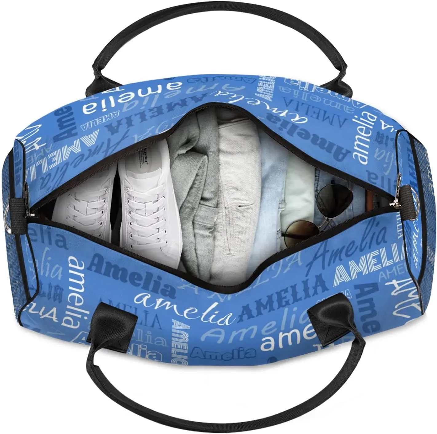Custom Sports Duffel Bag with Name Personalized Gymnastics Bag for Women Men Dance Ballet Bag Travel Duffels Lightweight 17.4in, Blue