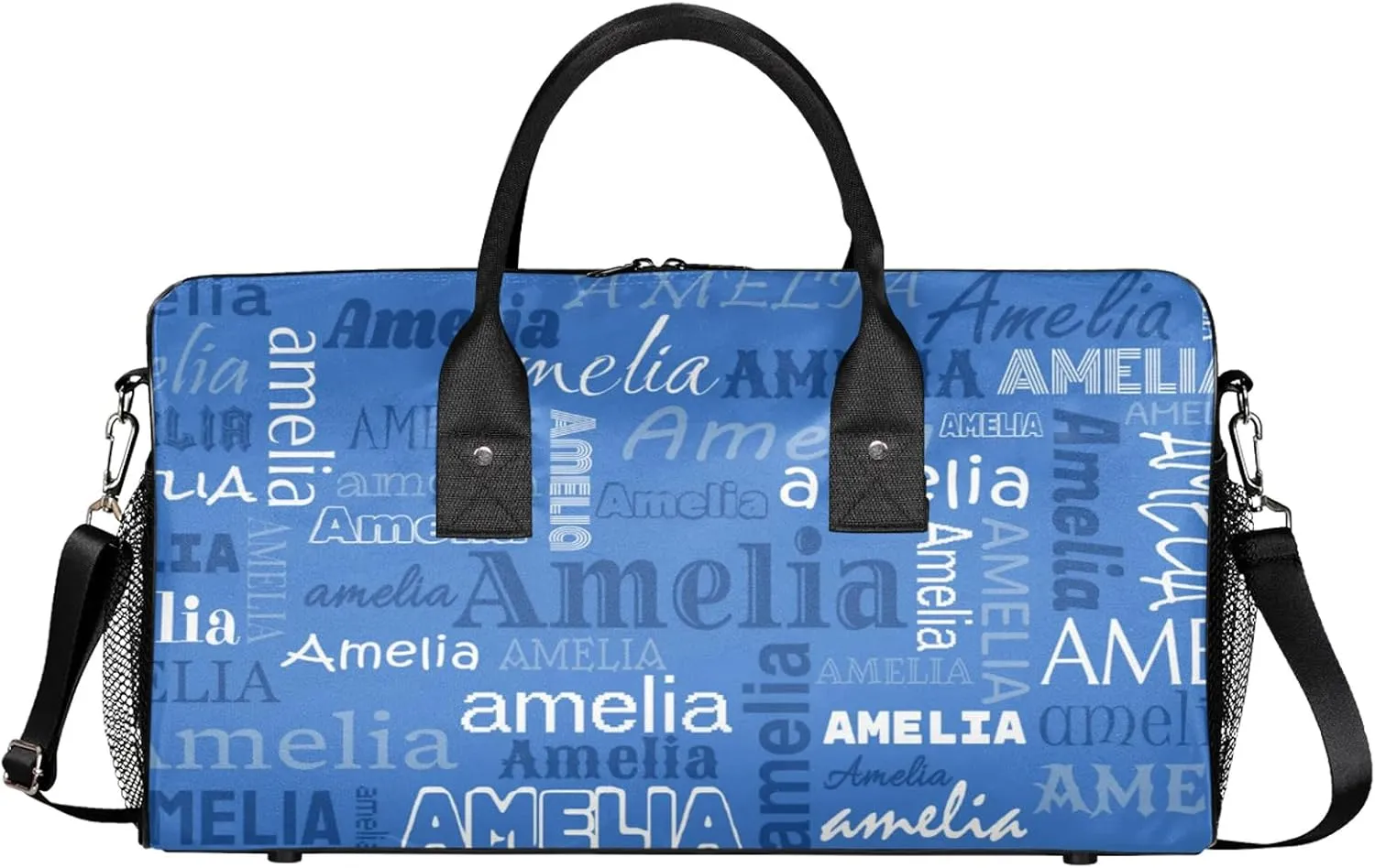 Custom Sports Duffel Bag with Name Personalized Gymnastics Bag for Women Men Dance Ballet Bag Travel Duffels Lightweight 17.4in, Blue