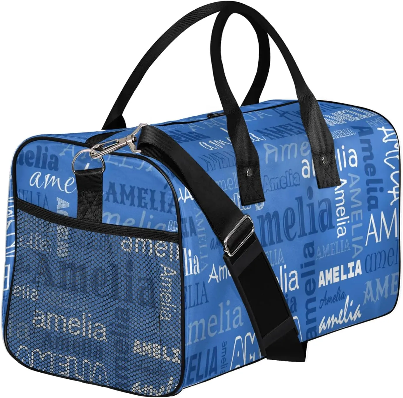 Custom Sports Duffel Bag with Name Personalized Gymnastics Bag for Women Men Dance Ballet Bag Travel Duffels Lightweight 17.4in, Blue