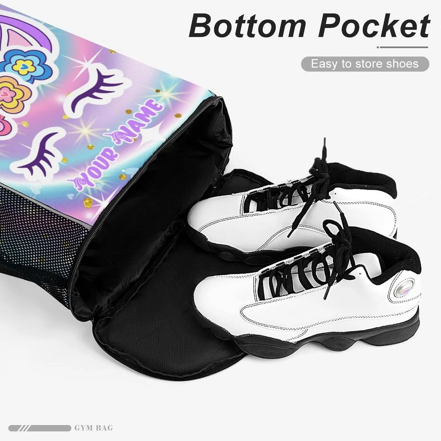 Custom Unicorn Drawstring Backpack - Cute Cinch Sack, String Backpacks with Pocket for Kids Women Men Boys Girls for Gym Outdoor Sports Travel Athletic Drawstring Bag - Lightweight/Foldable