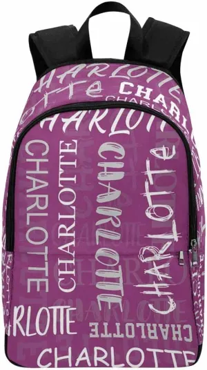 Customized Name Backpack Custom Purple Signature Shoulder Bag Personalized Knapsack Backpack Fashion Daypack for Hiking Camping Work