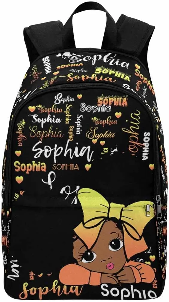 Customized Name Backpack for Girls, Personalized Gradient Yellow Bow Tie Shoulders Bag Knapsack Backpack Custom School Bag for Daughter Granddaughter Birthday