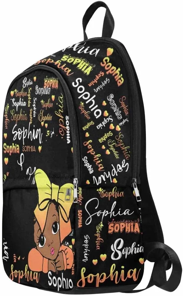 Customized Name Backpack for Girls, Personalized Gradient Yellow Bow Tie Shoulders Bag Knapsack Backpack Custom School Bag for Daughter Granddaughter Birthday