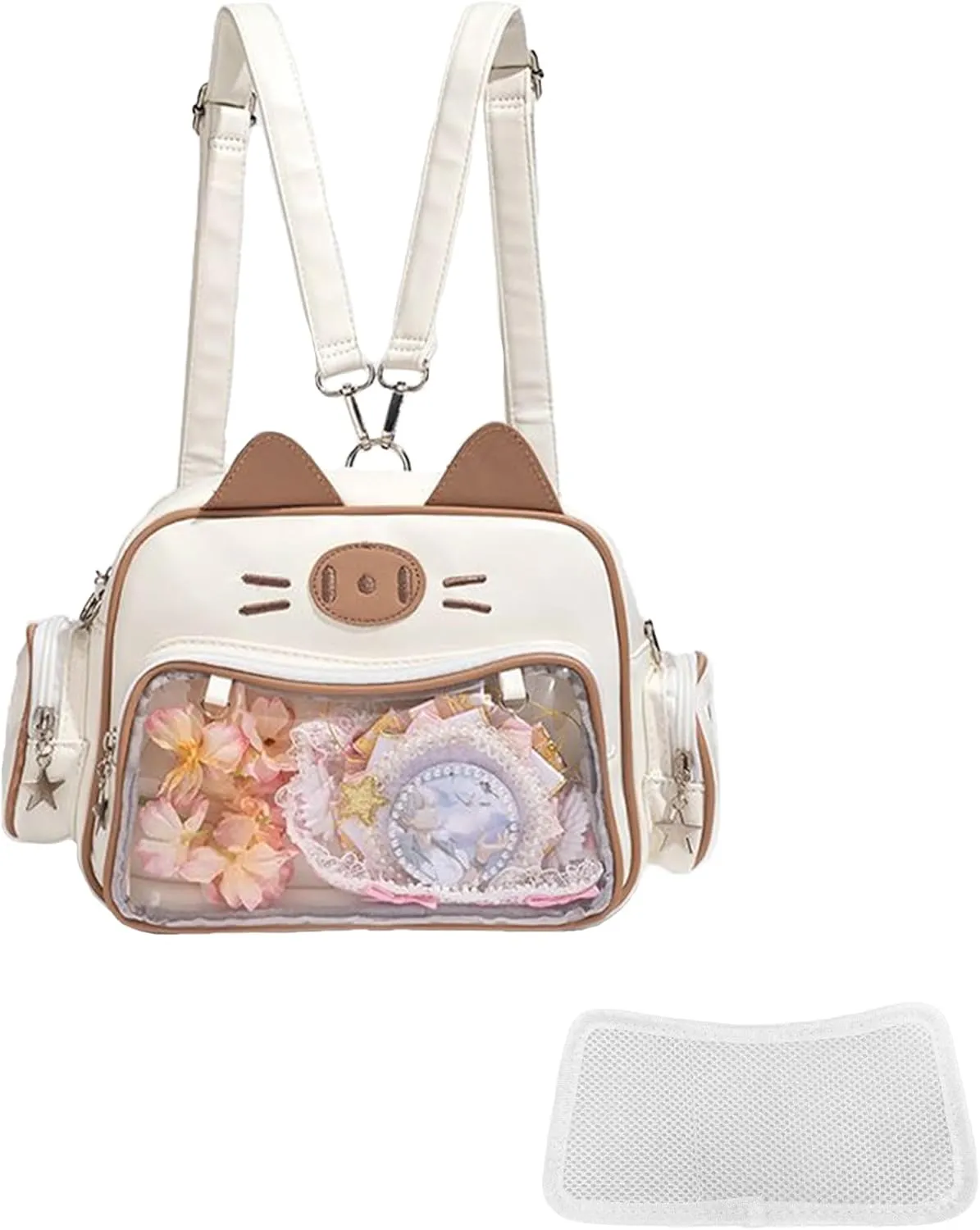 Cute Cat ita bag ita backpack crossbody bag for Y2K Aesthetic pin display with insert