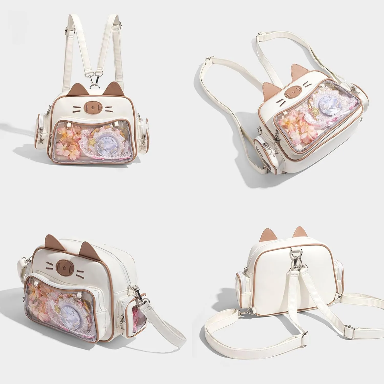 Cute Cat ita bag ita backpack crossbody bag for Y2K Aesthetic pin display with insert