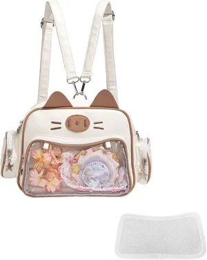 Cute Cat ita bag ita backpack crossbody bag for Y2K Aesthetic pin display with insert