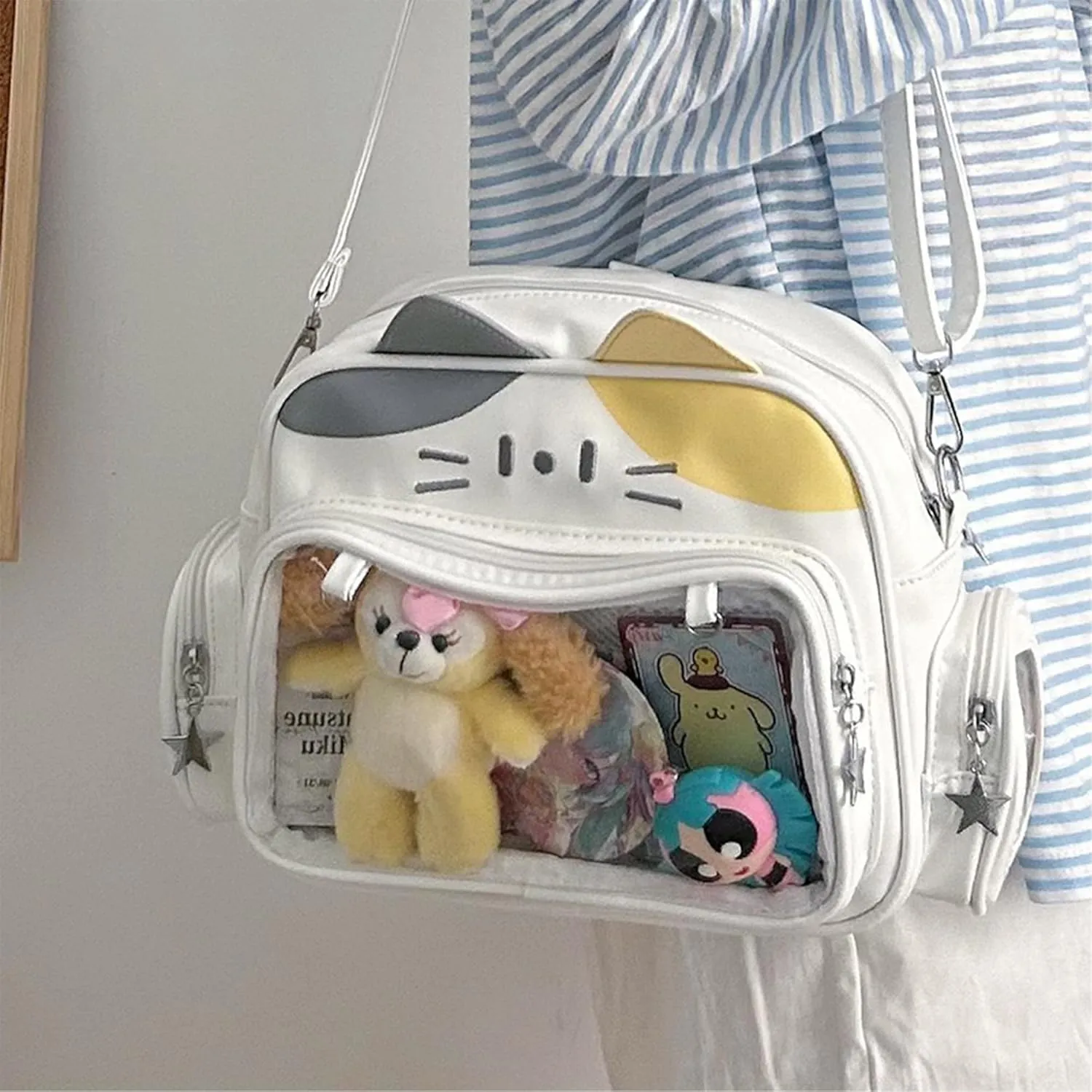 Cute Cat ita bag ita backpack crossbody bag for Y2K Aesthetic pin display with insert
