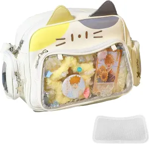Cute Cat ita bag ita backpack crossbody bag for Y2K Aesthetic pin display with insert