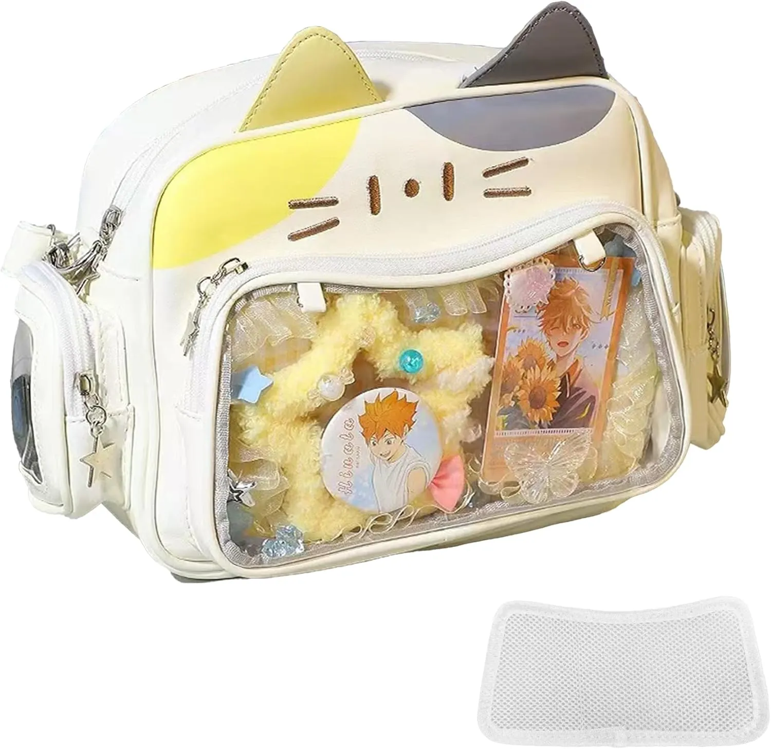 Cute Cat ita bag ita backpack crossbody bag for Y2K Aesthetic pin display with insert