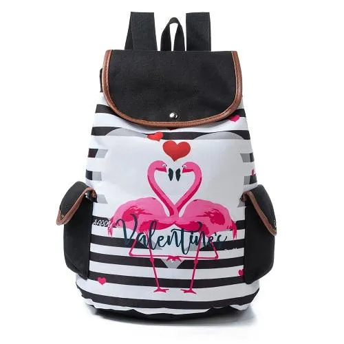 Cute Cats Print Canvas Drawstring Backpacks For Girls