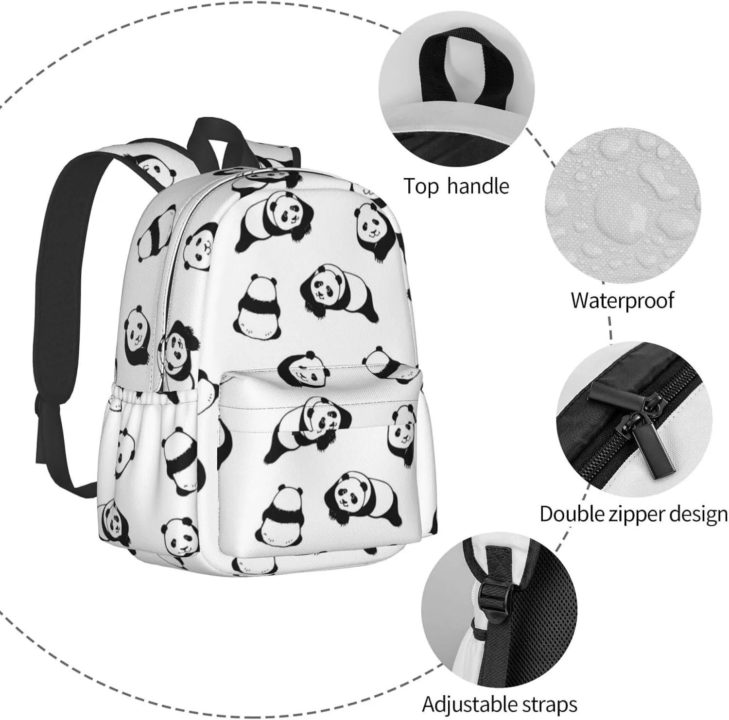 Cute Panda Unisex Backpacks 15in Laptop Backpack Multipurpose Double Shoulder Bag For Men Women Gifts