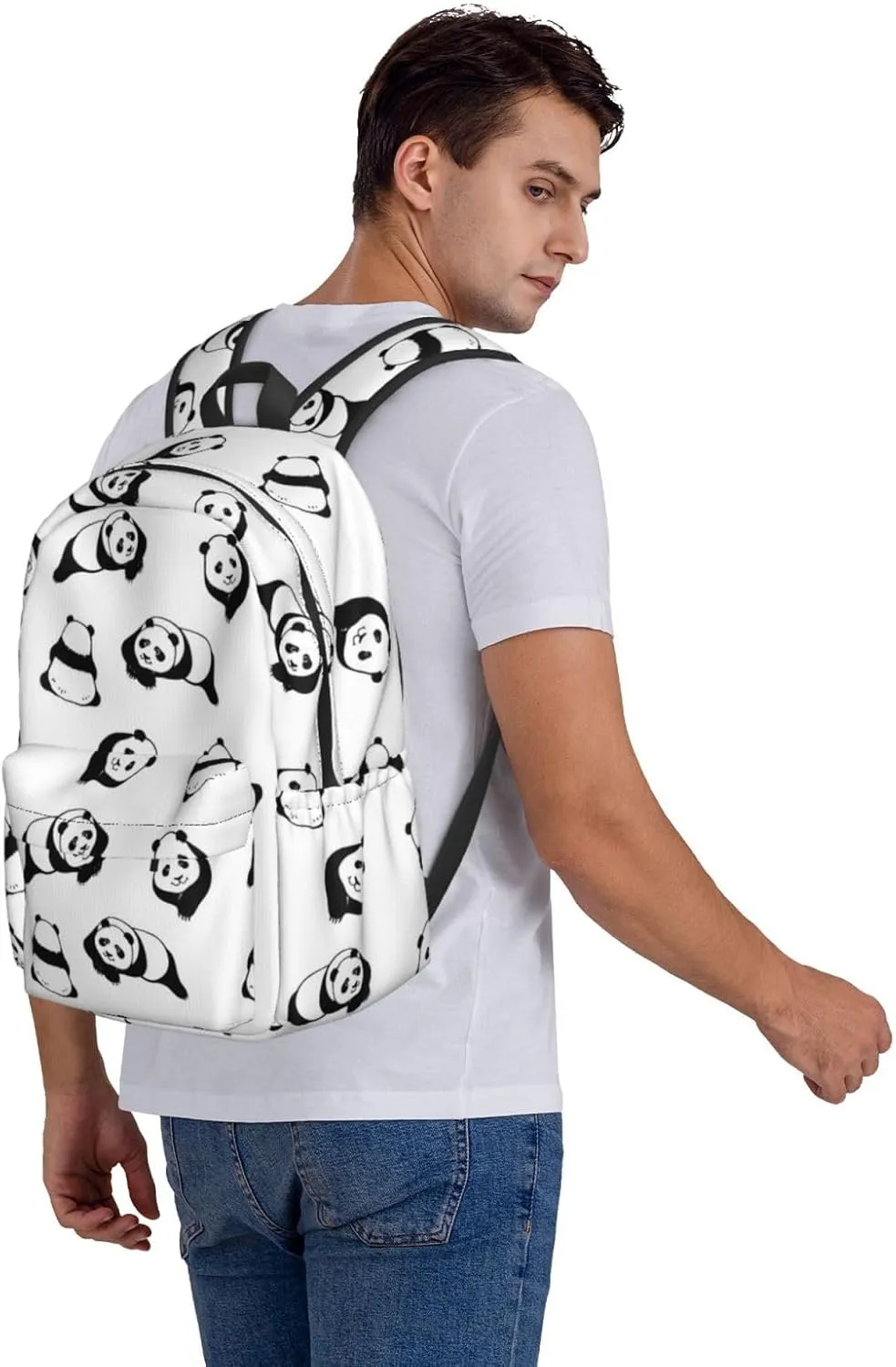 Cute Panda Unisex Backpacks 15in Laptop Backpack Multipurpose Double Shoulder Bag For Men Women Gifts