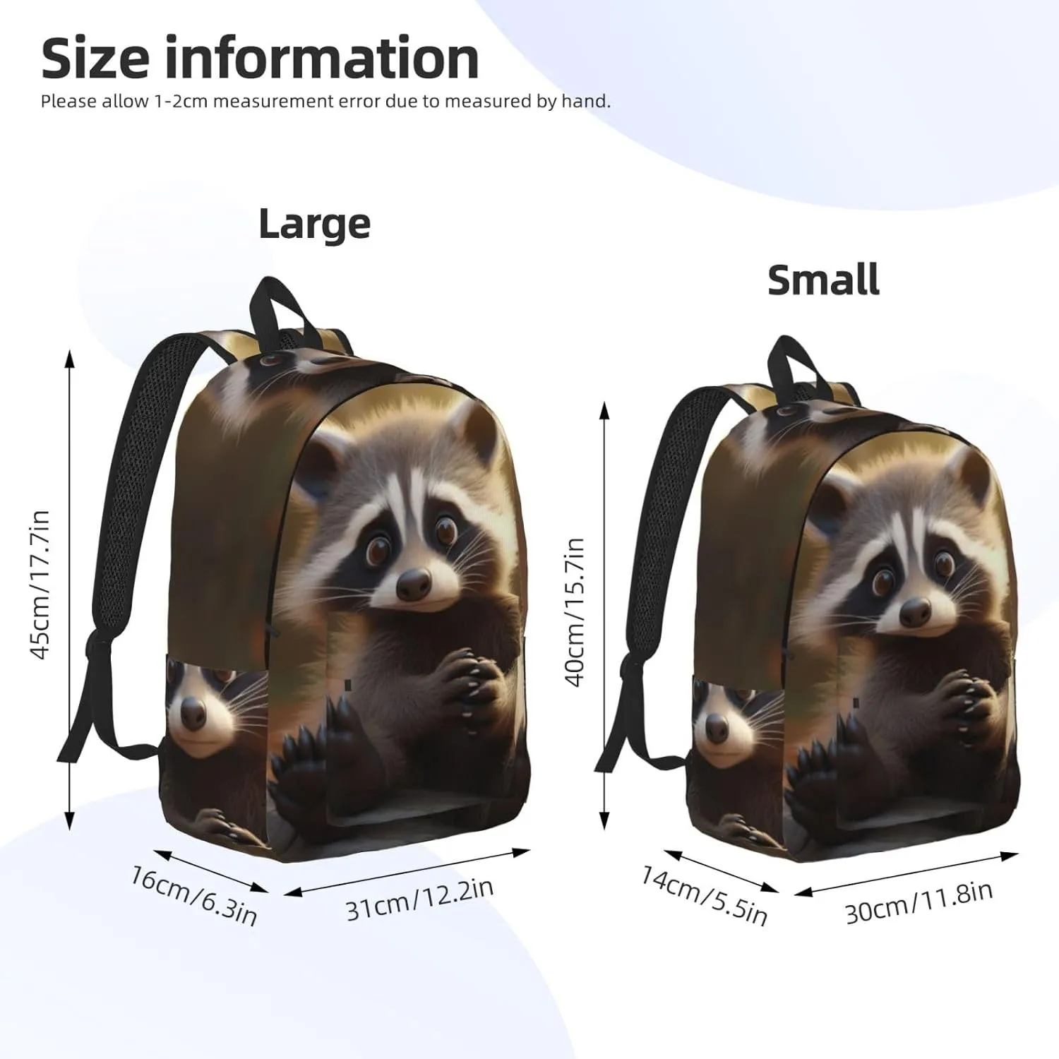 Cute Raccoon Canvas Casual Lightweight Duffel Bag, Fashion Duffel Bag, Unisex Travel Backpack