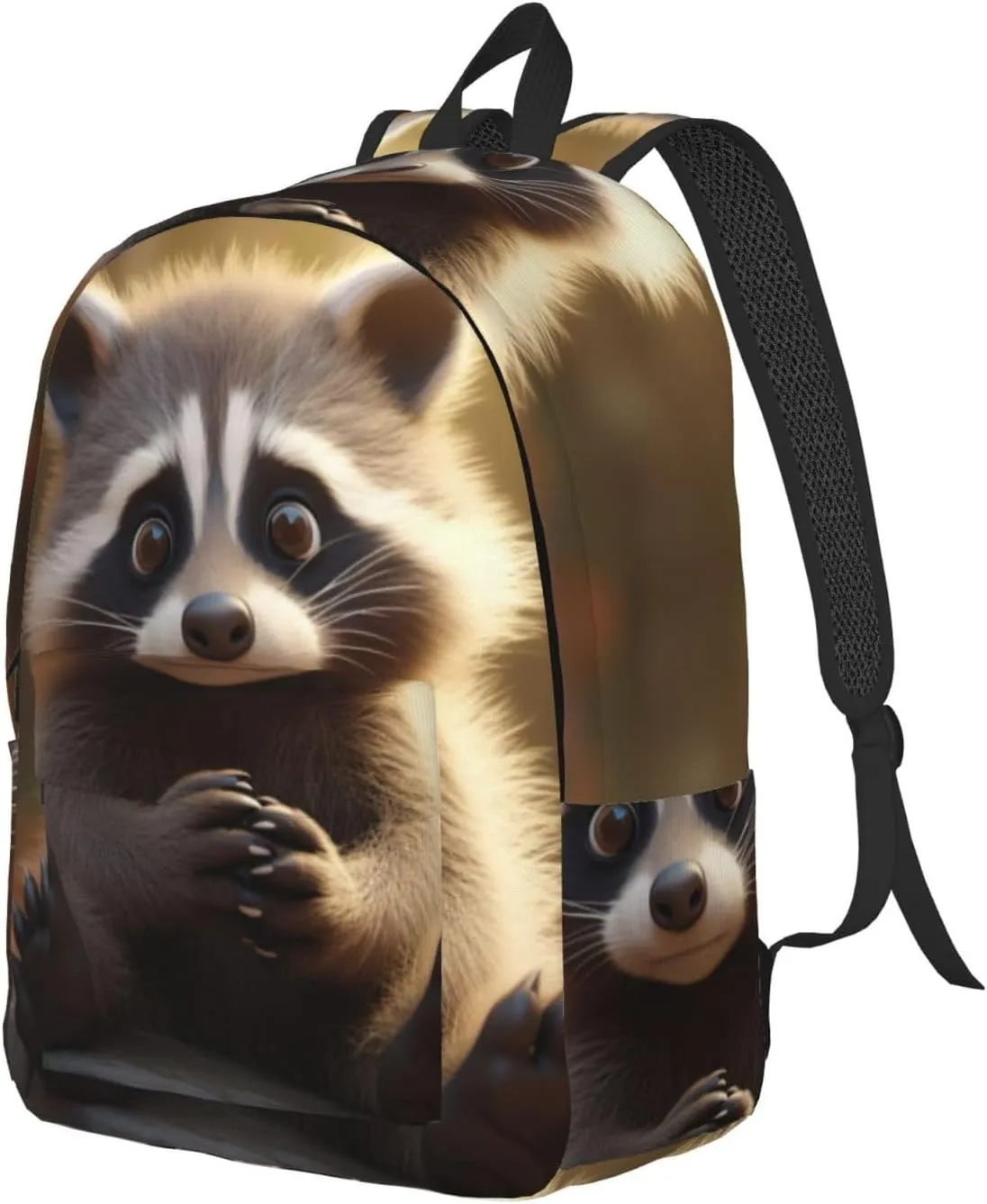 Cute Raccoon Canvas Casual Lightweight Duffel Bag, Fashion Duffel Bag, Unisex Travel Backpack