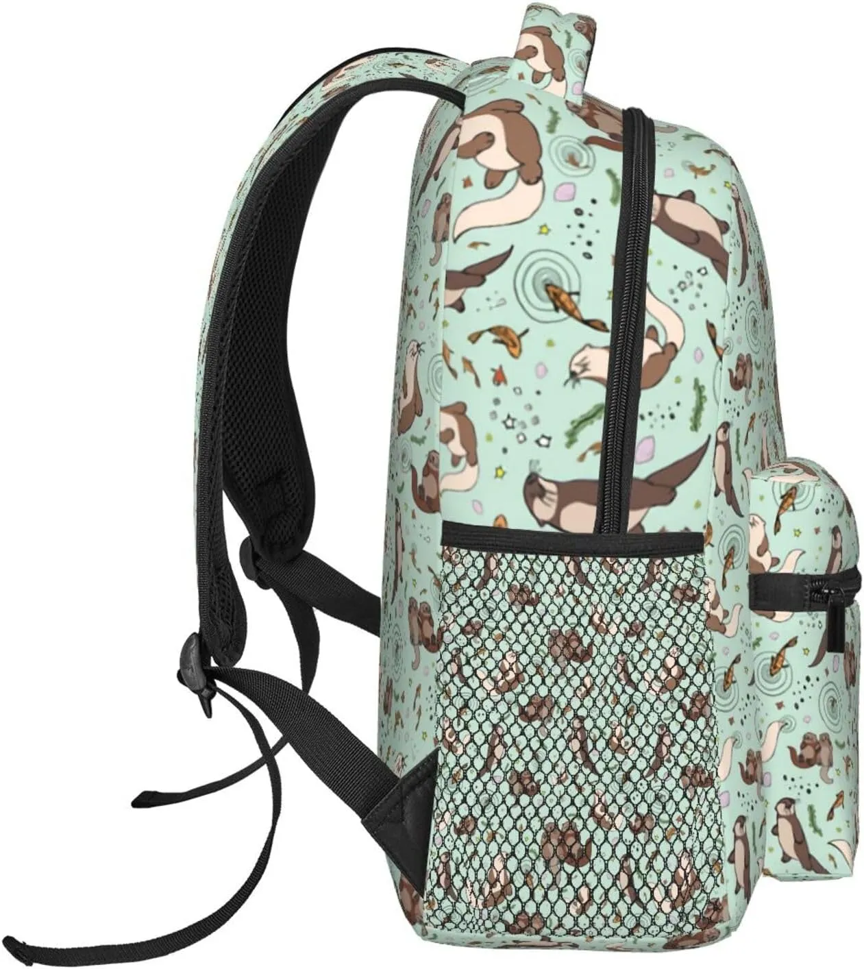 Cute Sea Otters Backpacks 15in Laptop Backpack Multipurpose Double Shoulder Bag For Men Women Gifts