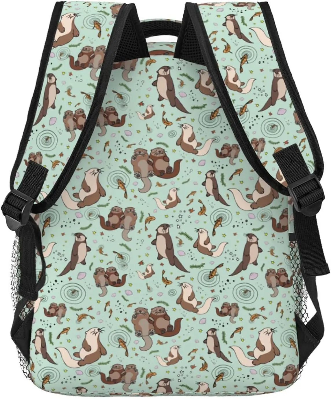 Cute Sea Otters Backpacks 15in Laptop Backpack Multipurpose Double Shoulder Bag For Men Women Gifts