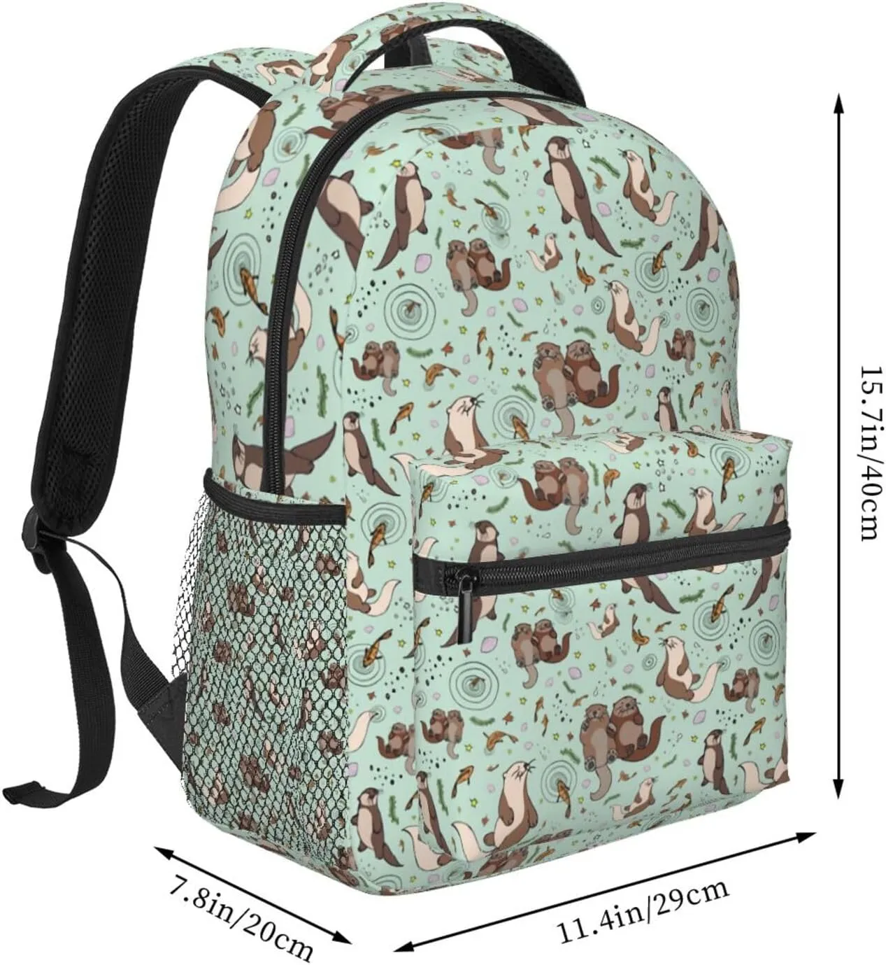 Cute Sea Otters Backpacks 15in Laptop Backpack Multipurpose Double Shoulder Bag For Men Women Gifts