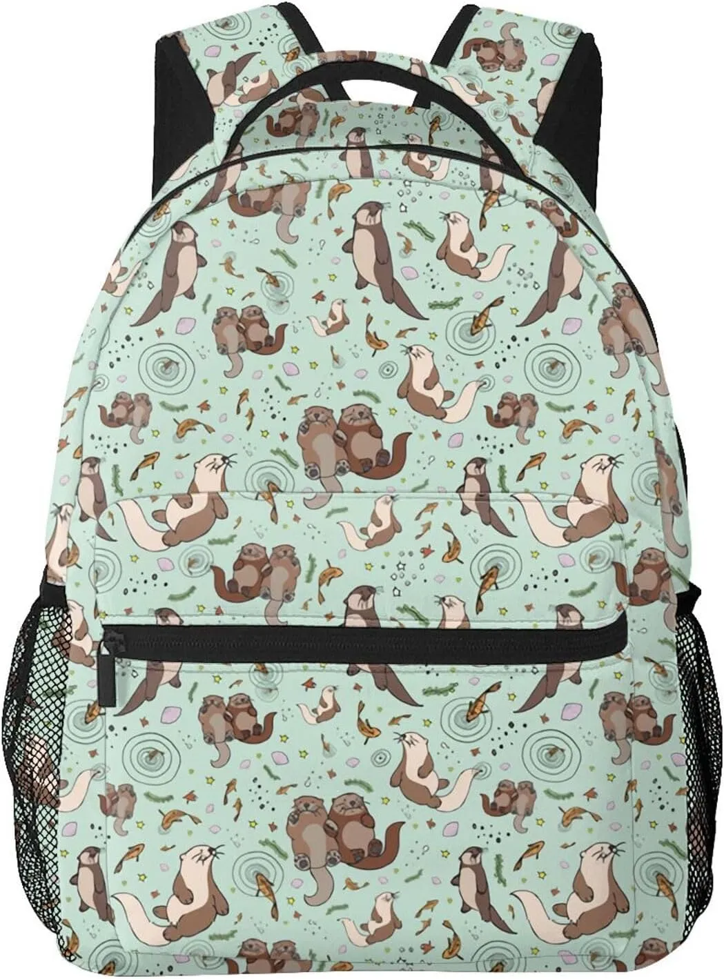 Cute Sea Otters Backpacks 15in Laptop Backpack Multipurpose Double Shoulder Bag For Men Women Gifts