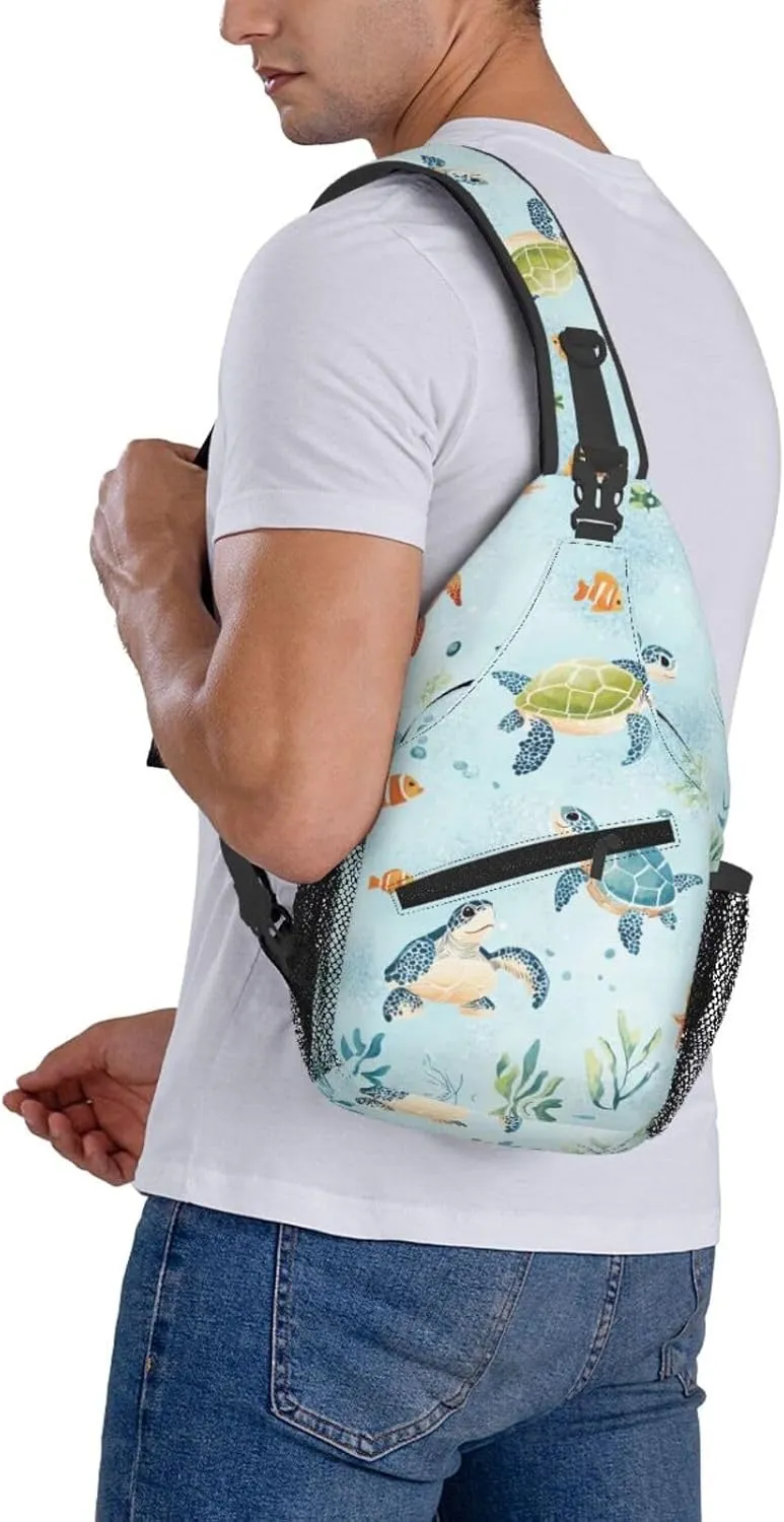Cute Sea Turtles Crossbody Sling Bag Chest Bag Backpacks for Men Women Working,Travelling