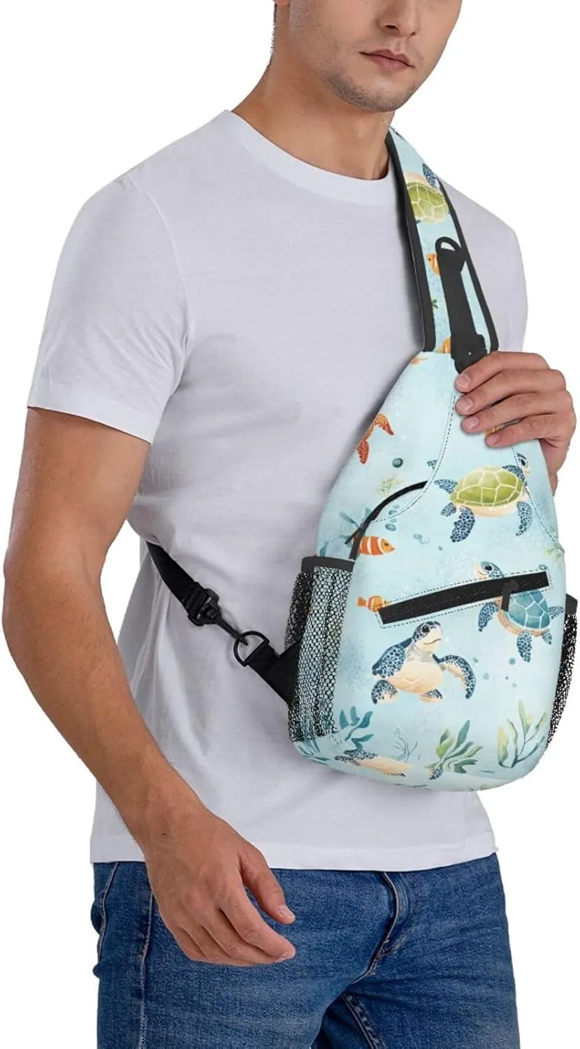 Cute Sea Turtles Crossbody Sling Bag Chest Bag Backpacks for Men Women Working,Travelling