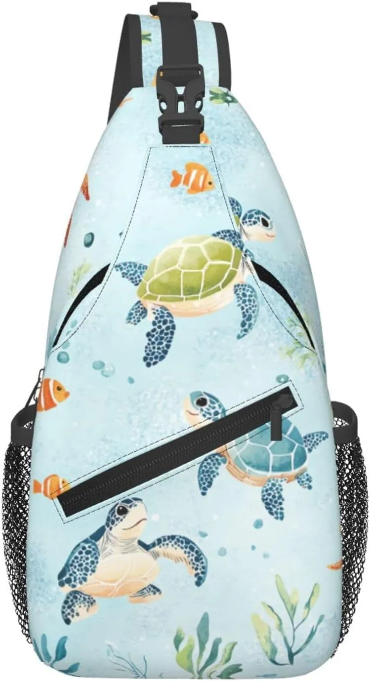Cute Sea Turtles Crossbody Sling Bag Chest Bag Backpacks for Men Women Working,Travelling