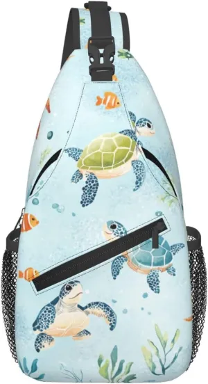 Cute Sea Turtles Crossbody Sling Bag Chest Bag Backpacks for Men Women Working,Travelling