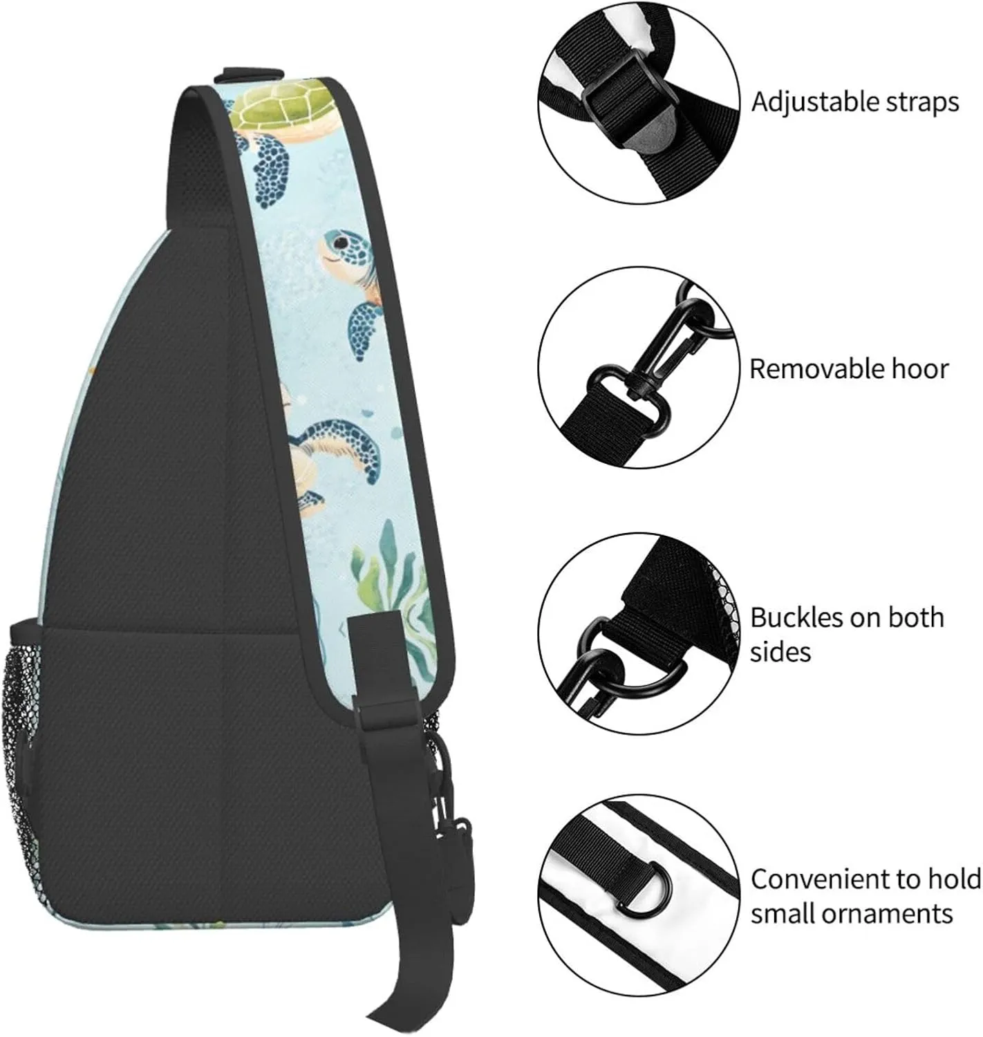 Cute Sea Turtles Crossbody Sling Bag Chest Bag Backpacks for Men Women Working,Travelling