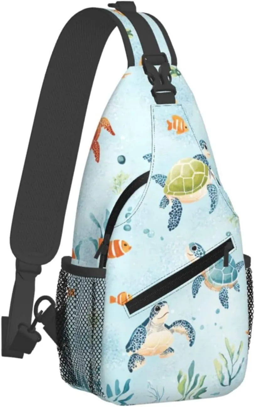 Cute Sea Turtles Crossbody Sling Bag Chest Bag Backpacks for Men Women Working,Travelling