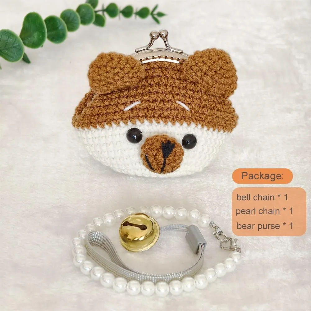 Cute Small Coin Pouch - Crochet Dog Coin Purse for Women, Kiss Lock Change Purse Mini Knitting Bag