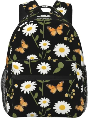 Daisy and Butterfly Adult Backpacks 15 Inch Laptop Backpack Travel Bag for Men Women Gifts