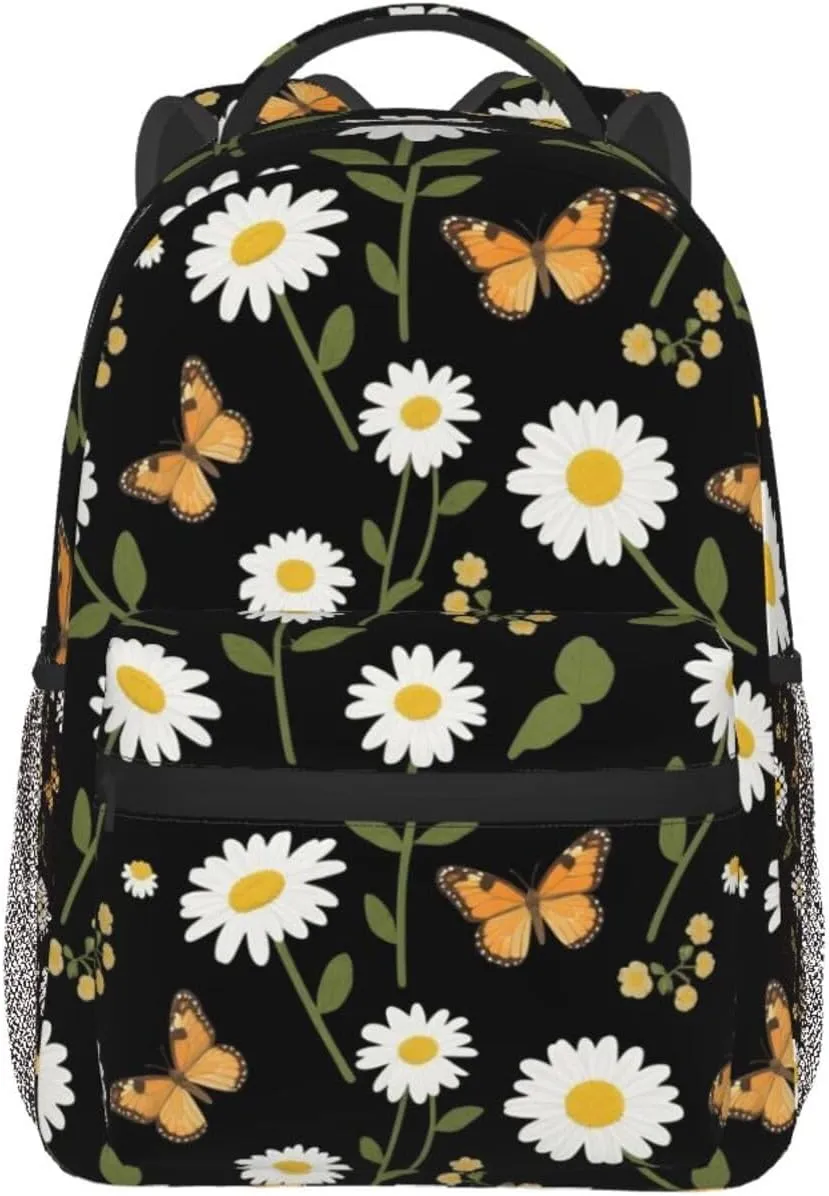 Daisy and Butterfly Adult Backpacks 15 Inch Laptop Backpack Travel Bag for Men Women Gifts