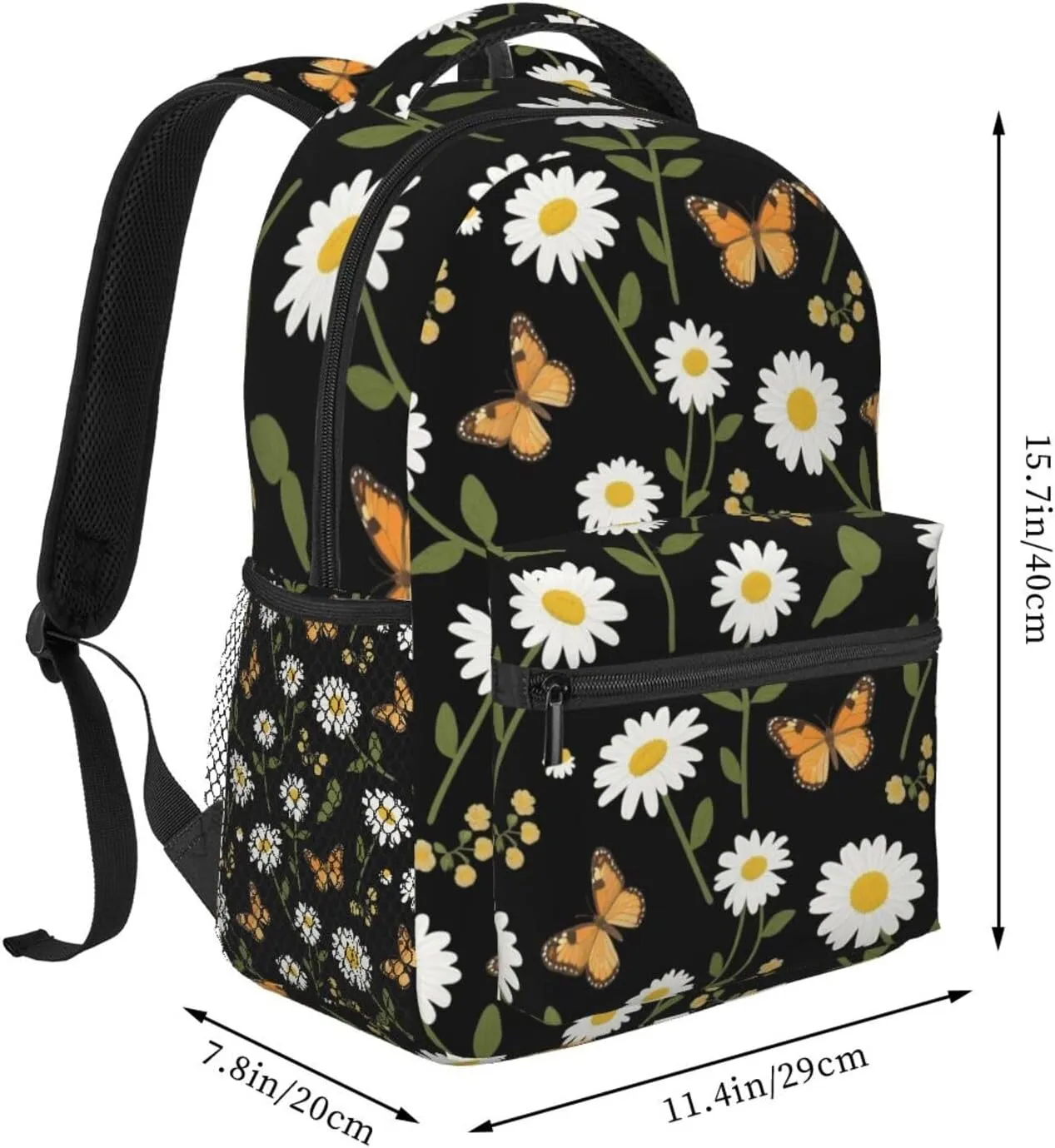 Daisy and Butterfly Adult Backpacks 15 Inch Laptop Backpack Travel Bag for Men Women Gifts