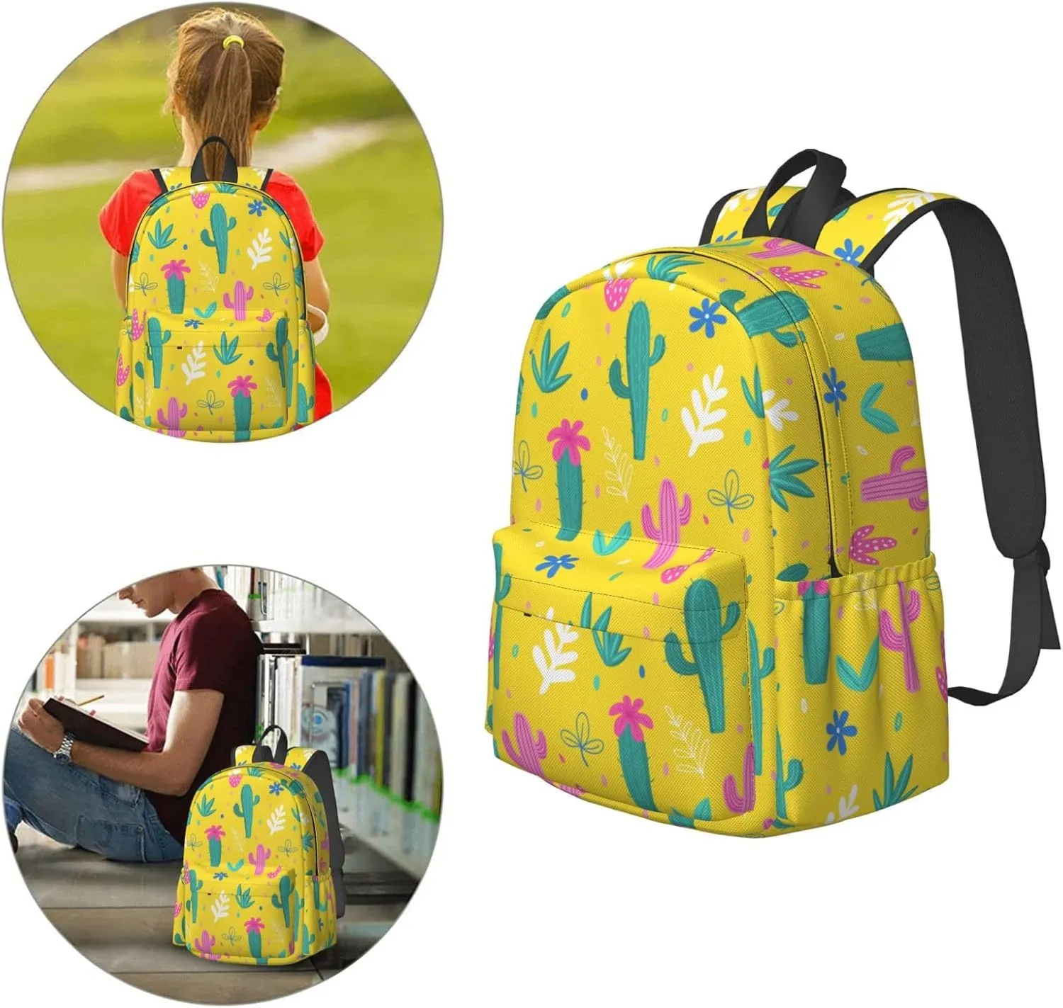 Delerain 17 Inch Backpack Cactus Plam Leaves Laptop Backpack School Bookbag Shoulder Bag Casual Daypack For School/Camping/Hiking/Picnic/Beach/Travel