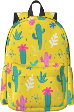Delerain 17 Inch Backpack Cactus Plam Leaves Laptop Backpack School Bookbag Shoulder Bag Casual Daypack For School/Camping/Hiking/Picnic/Beach/Travel