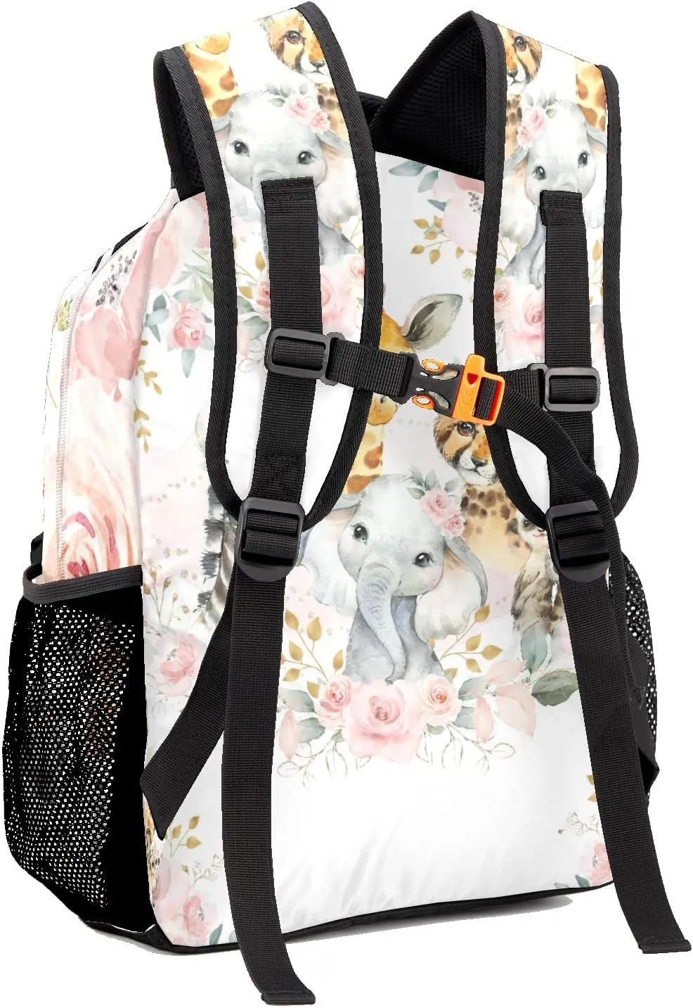 Deven Safari Jungle Animals Gold Floral Personalized Kids Backpack for Boy/Girl Teen Primary School Daypack Travel Bag Bookbag
