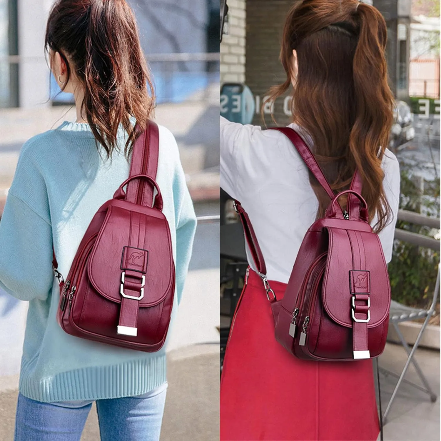 DevilAngel Soft Genuine Leather Backpack for Women,Large Capacity Satchel Shoulder Handbags for Shopping Trip