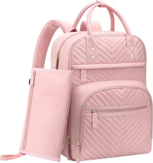 Diaper Bag Backpack for Women with Changing Pad, Baby Bag with Insulated Pockets Multifunctional Diaper Bags For Baby Girl Boy Waterproof Baby Bags For Boys Girls Maternity Bag Baby Pink