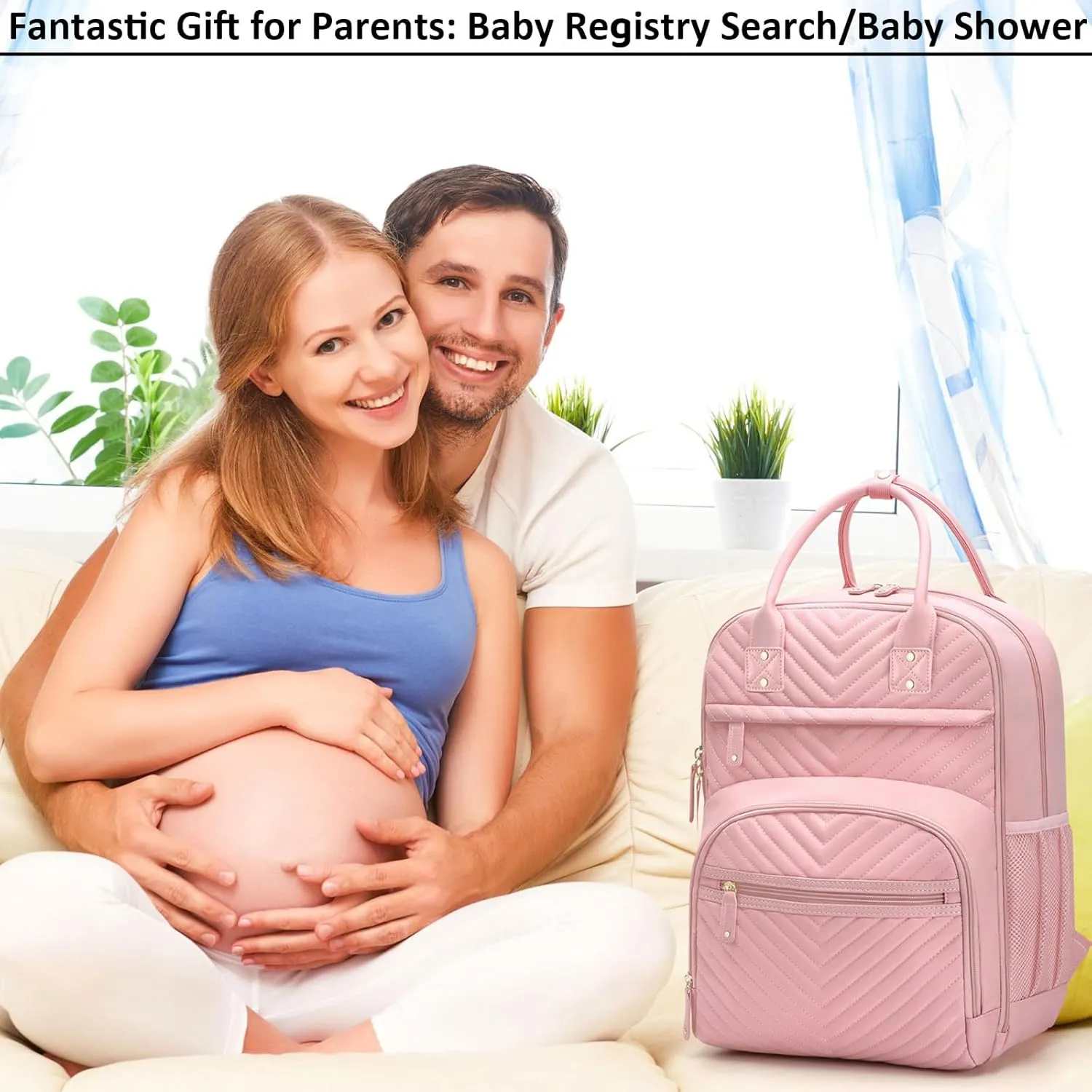 Diaper Bag Backpack for Women with Changing Pad, Baby Bag with Insulated Pockets Multifunctional Diaper Bags For Baby Girl Boy Waterproof Baby Bags For Boys Girls Maternity Bag Baby Pink