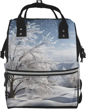 Diaper Bag Backpack Snowflake Pine Tree Nappy Backpack Maternity Baby Nappy Bag Changing Bags for Travel