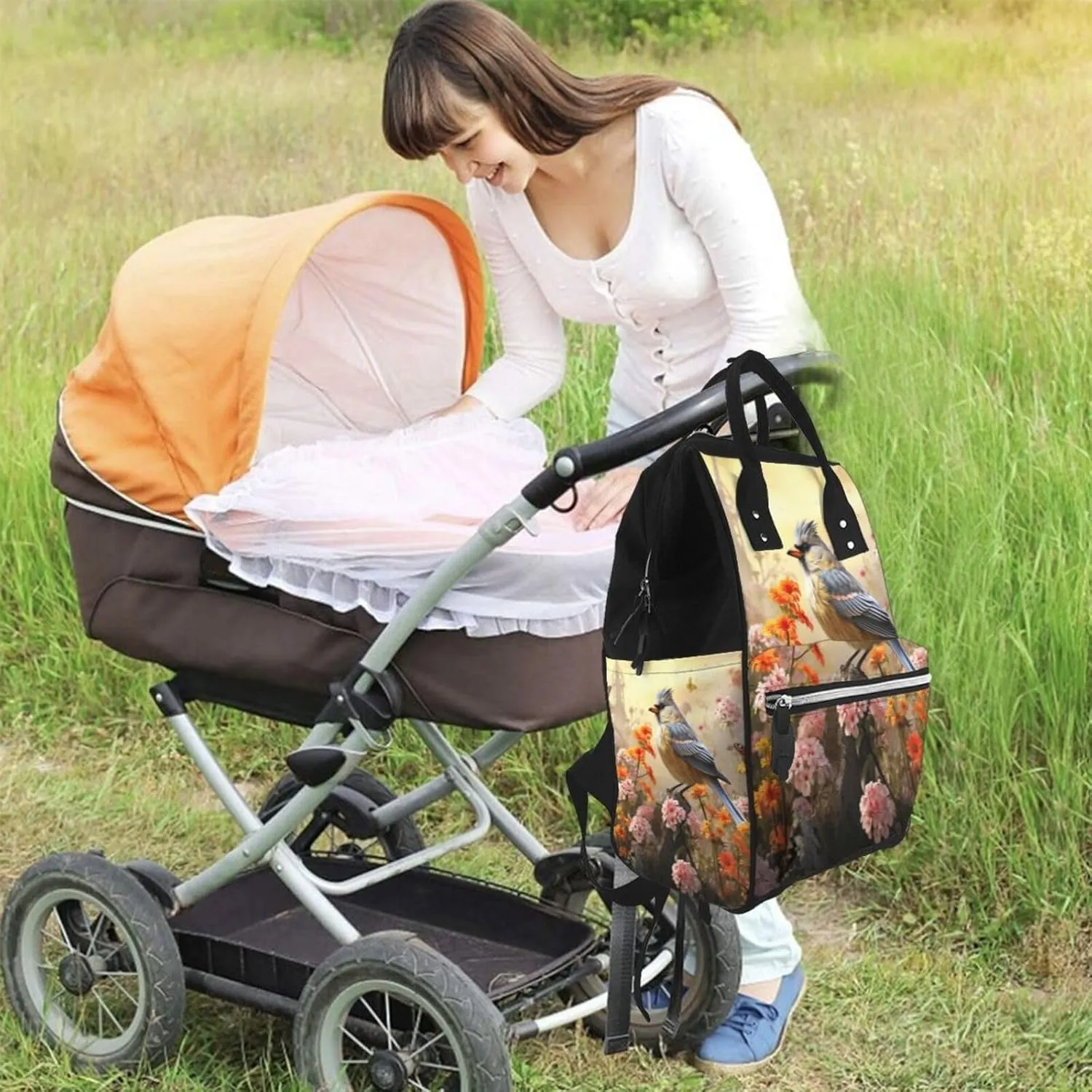 Diaper Bag Backpack Sparrow Birds Sing Nappy Backpack Maternity Baby Nappy Bag Changing Bags for Travel
