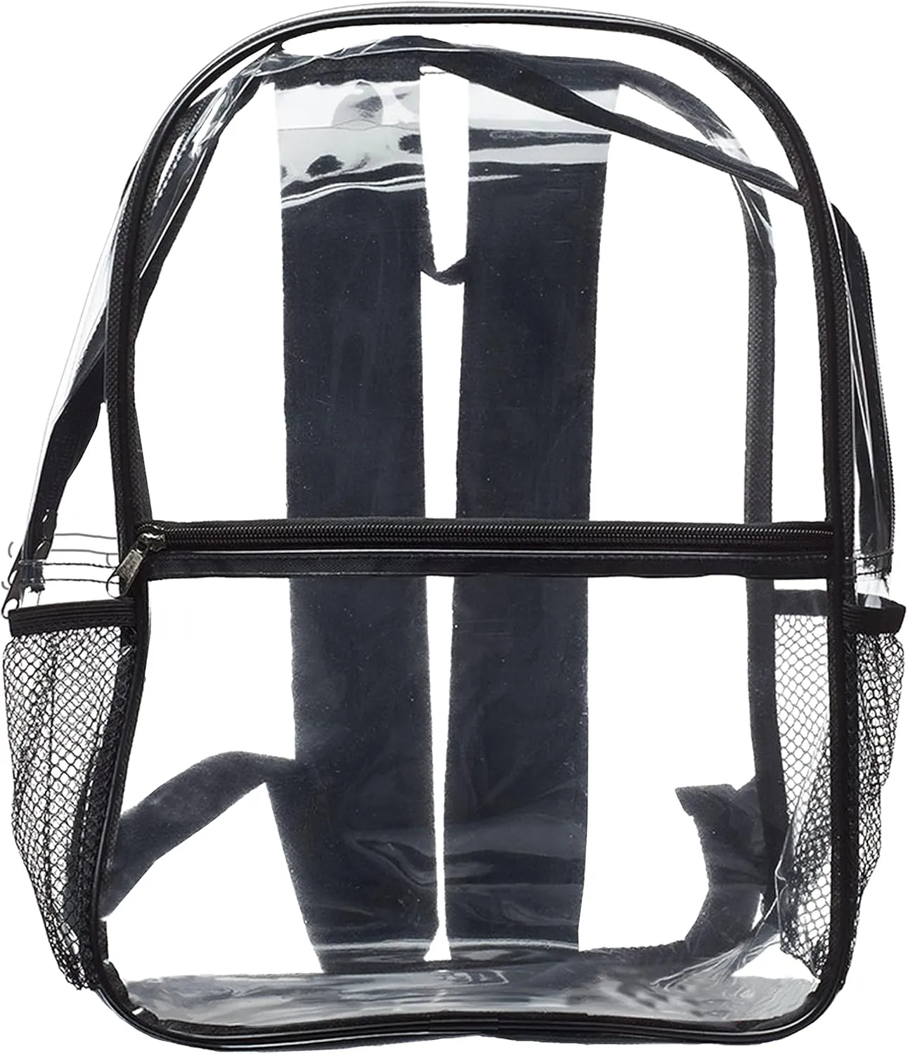 DISCOUNT PROMOS Clear PVC Plastic Backpacks Set of 6, Bulk Pack - Water Resistant, Perfect for Travel, Outdoor - Clear Black
