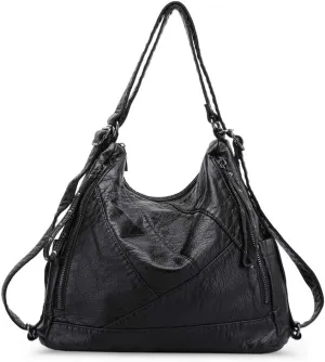 Divick Large Soft Washed Leather Purses and Handbags for Women Hobo Bags Convertible Backpack Purse Shoulder Crossbody Bag